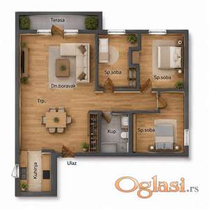 Bulevar Patrijara Pavla-Troisposoban, 59m2